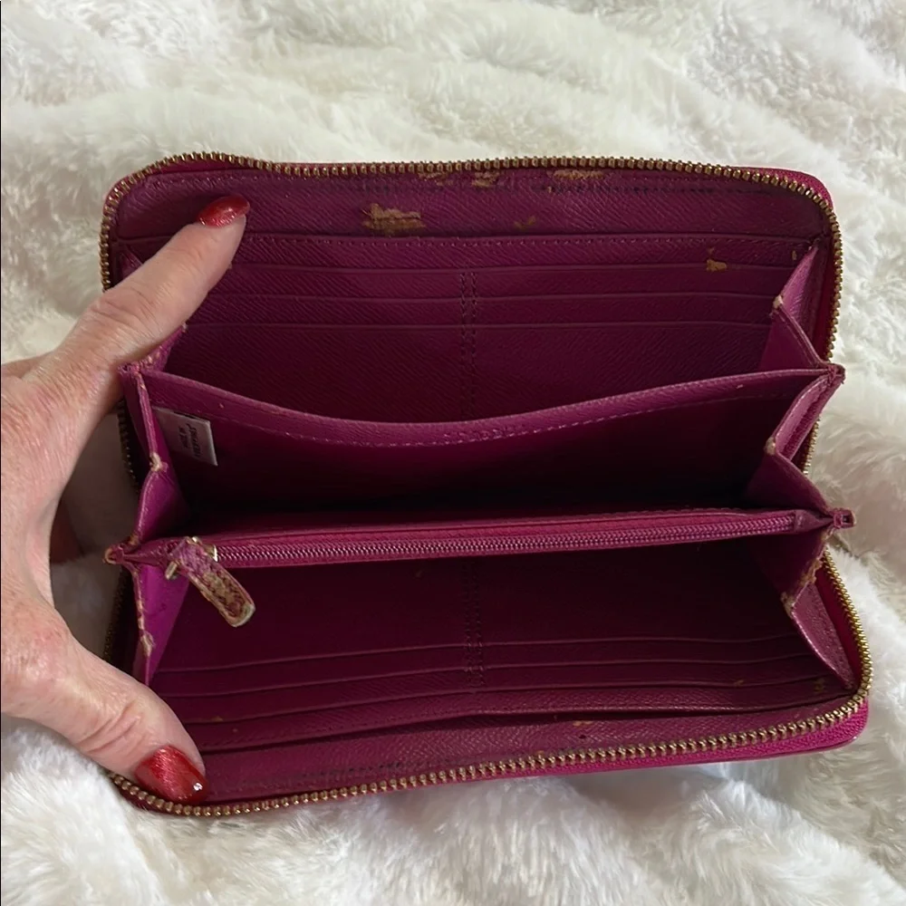 Coach Brown and Pink Signature Canvas Wallet